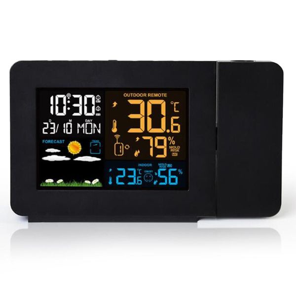 

other clocks & accessories projection alarm clock with outdoor sensor lcd display projector dimmable temperature humidity weather