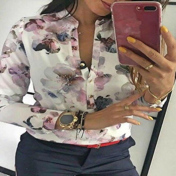 

women's blouses & shirts us women long sleeve autumn casual floral collar shirt v-neck blouse ol lace, White