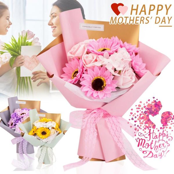 

christmas decorations diy soap flower gift sunflower rose bouquet for birthday mothers day anniversary wedding festival sal99