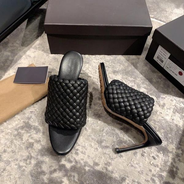 

slippers shoes women leisure super high heels genuine cow leather zapatos de mujer size 35-40, Black
