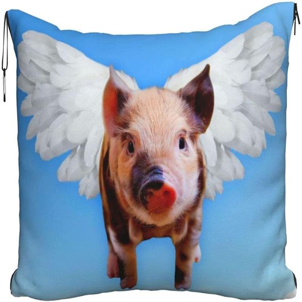 

blankets cute little pig flying travel pillow blanket two-in-one backpack strap and compact airplane bag waist support 60x43 inches