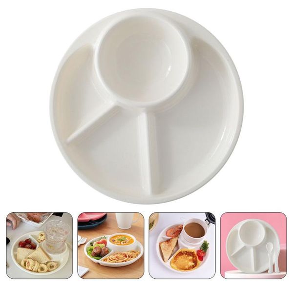 

dishes & plates 1pc divided dinner plate diet dining home tableware (white)