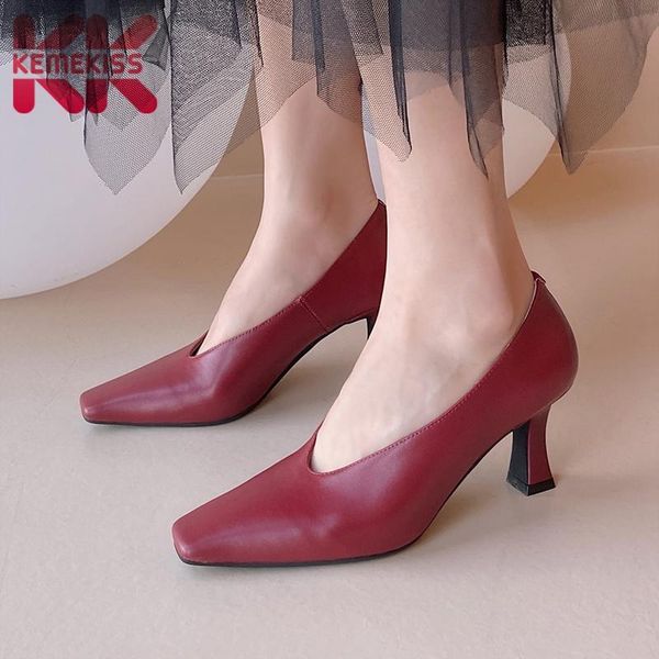 

dress shoes kemekiss woman pumps real leather strange heel high fashion elegant party wedding footwear size 33-40, Black