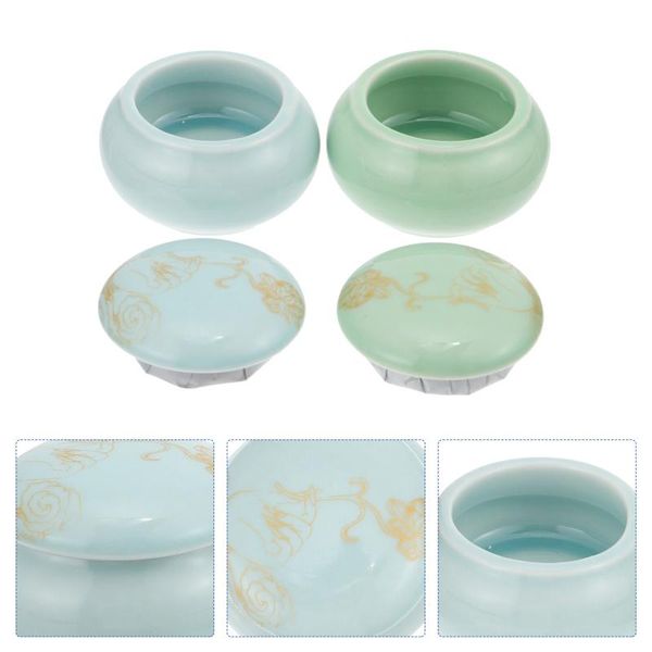 

storage bottles & jars 2pcs delicate ceramics lipstick jar rouge mini