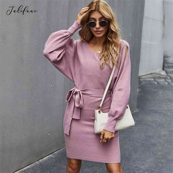 

dress autumn winter fashion solid pink elegant office ladies sashes slim fitted clothes dresses for women new arrival fall 210415, Black;gray