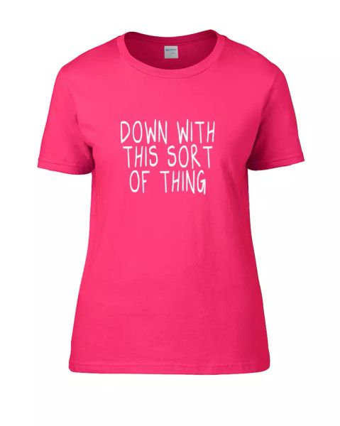 

down with this sort of thing- protest women's t-shirt, White;black
