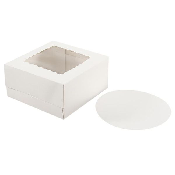 

2pcs bakery boxes with clear window paper cases simple style cake gift wrap