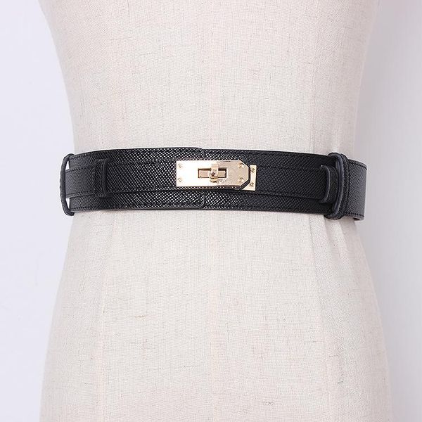 

belts classic ladies girls real split leather buckled waist belt dress accessories gift, Black;brown