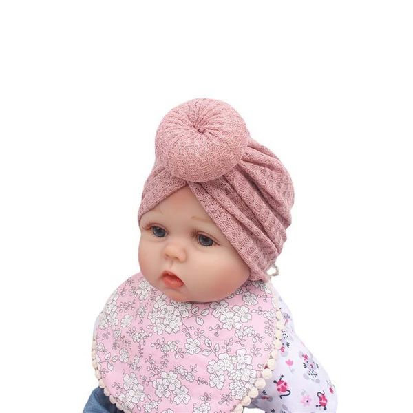 

caps & hats born baby hat beanies for girls autumn winter solid color elastic knotted cotton warm cute girl headwrap cap, Yellow