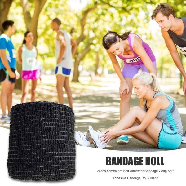

24pcs bandage wrap rolls 5cmx4.5m elastic cohesive self adherent black easy safety working-out ornaments outdoor gadgets