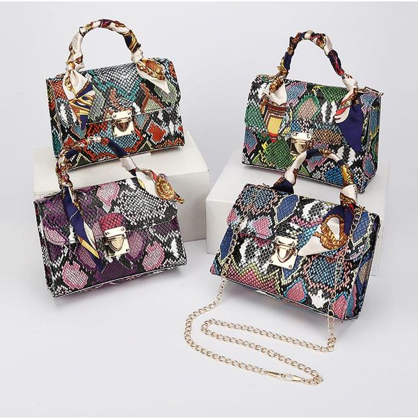 

evening bags snake pattern square bag metal chain handbags for women shoulder torebka damska bolsos para mujer sac bandouillere femme bolsas