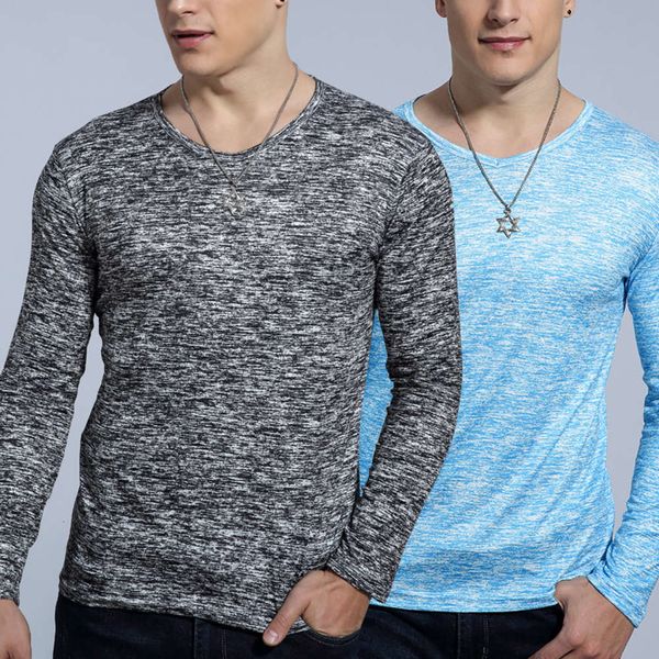 

men's t-shirts autumn long sleeve solid color leisure fashion brand men's t-shirt slim bottomed shirt, White;black