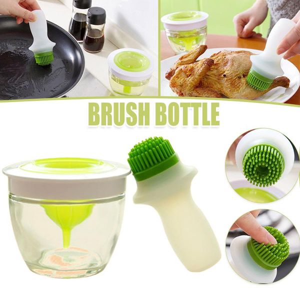 

tools & accessories silicone oil dispenser brush with glass bowl dip squeeze heat resistance cooking bbq accessory kitchen gadget dropship