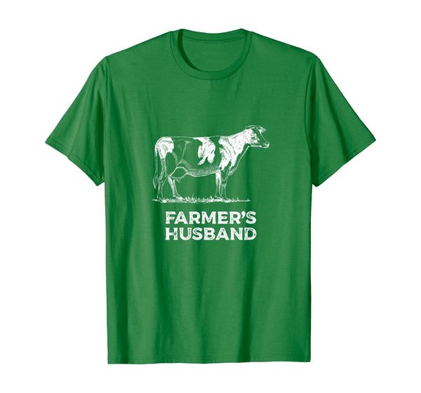 

mens cow farmer's husband, funny dairy farming graphic t-shirt, White;black