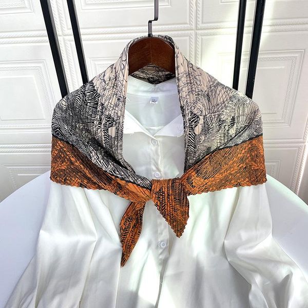 

scarves foulard en soie fashion silk square scarf for women 90*90cm neck hair tie band bag warp soft neckerchief hijab female, Blue;gray