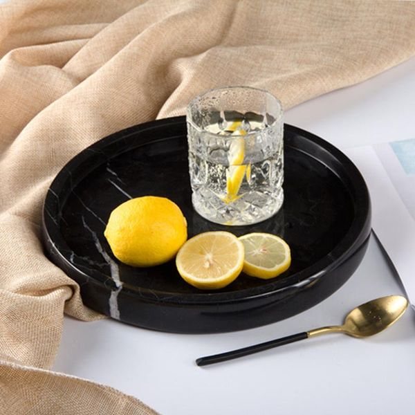 

kitchen storage & organization natural marble vanity tray, stone organizer for bathroom coffee shop 25x25x3cm