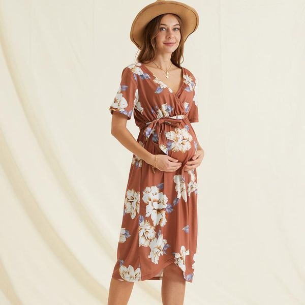 

patpat 2021 arrivalsassy floral print short-sleeve maternity dress dresses, White