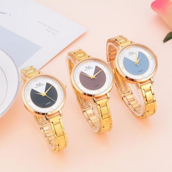 

wristwatches 2021 style dqg fashion women's strap diamond fine chic golden luxury ladies watch, Slivery;brown
