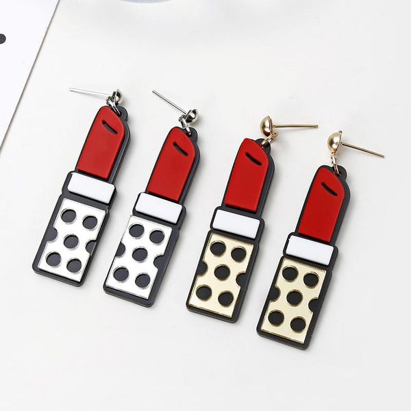 

dangle & chandelier 2021 funny acrylic creative lipstick earrings for women geometry grunge aesthetic statement cool long big earring jewelr, Silver