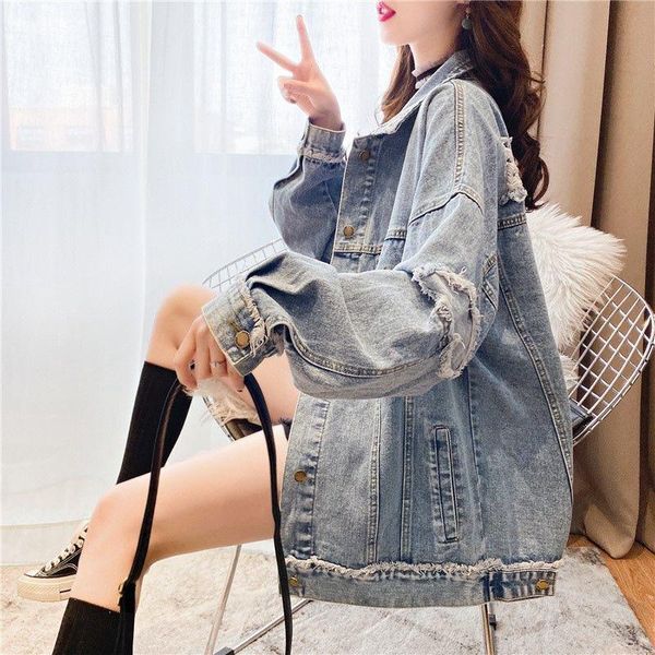 

women's jackets jacket spring and autumn fashion denim 2021 solid color large size, Black;brown