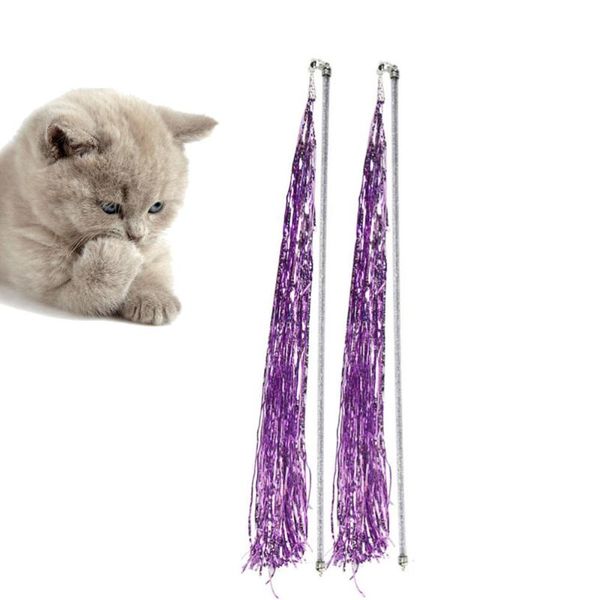 

cat toys 2pcs wand bell interactive colorful ribbon creative training stick pet supplies teaser toy for kitten