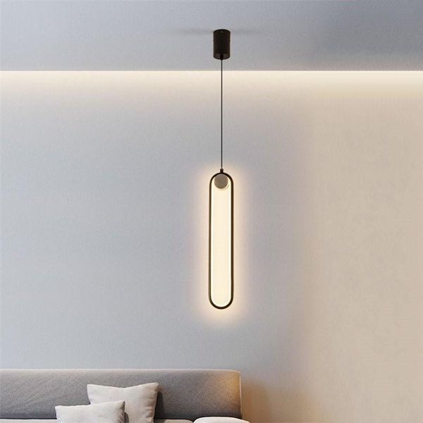 

pendant lamps nordic simple modern led hanging lights bedroom bedside iron art line hanglamp living room background wall