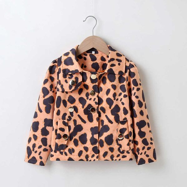 

autumn and winter leopard print orange girls' leather jacket pu leather style single breasted casual coat for women, White