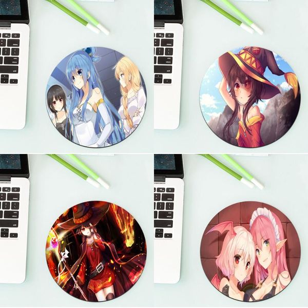 

mouse pads & wrist rests konosuba computer mats table pad for home office cartoon round anime desk small accessories