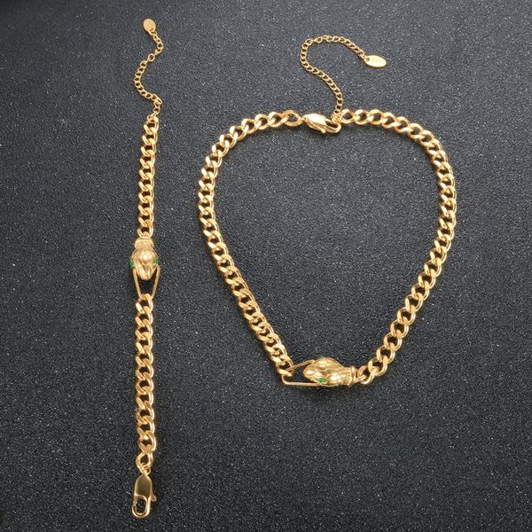 

earrings & necklace fashion snake head choker gold plated bracelet for women luxury jewelry set gift wholesale, Silver