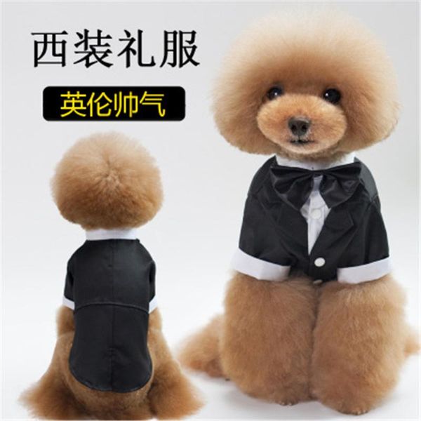 

dog apparel 2021 summer pet clothes for handsome lapel knitted suit legs wedding dress teddy gifts