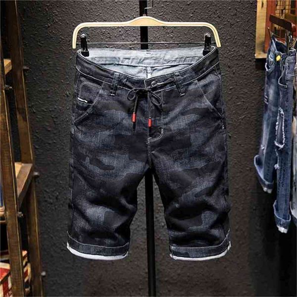 

summer men's denim camouflage shorts fashion slim fit micro elastic cotton black wash ripped jeans male clothes,x3176 210629, White;black
