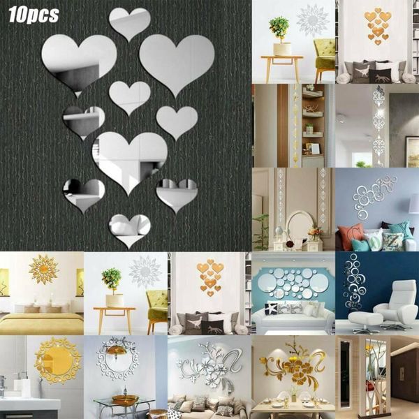 

wall stickers 3d mirror effect removable art mural decal for living room home us