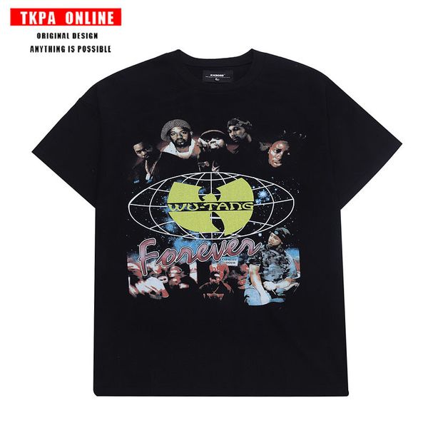 

tkpa high street hiphop rapper print short sleeve t-shirt men's hip hop half sleeve bottom shirt, White
