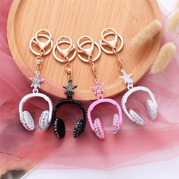 

fashion men car keychain diy alloy holder chain multi-color earphone headphones headset bag pendant, Silver