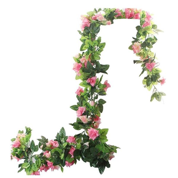 

decorative flowers & wreaths 230cm rose artificial silk climbing christmas garland for wedding home room decoration