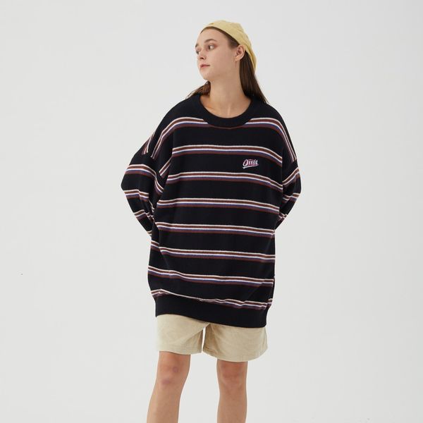 

sweaters vintage retro mesh striped designer oversized woman winter couple of clothes 2021 cardigan sweater long sleeve, White;black