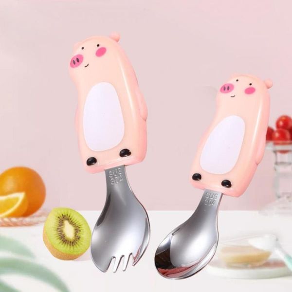 

cups, dishes & utensils lightweight 2pcs/set excellent toddler fork spoon stainless steel kid no burr for household