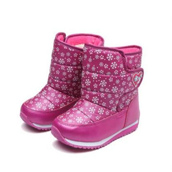 

kids pink and black boots girls boys non-slip snow children ' waterproof thick wool inside warm below -30degree, Black;grey