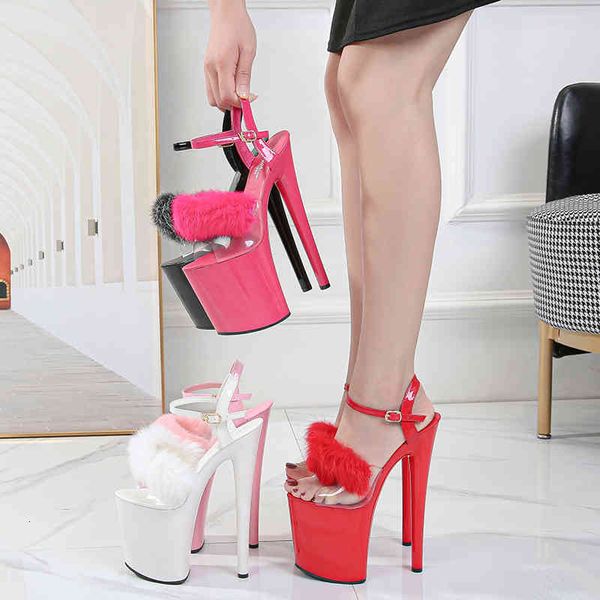 

dress shoes 20cm super high heeled glitter rhinestone shallow open toe thick platform women's sandals 8 inches fetish party ubbr, Black