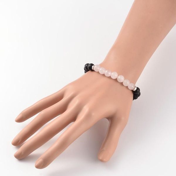 

charm bracelets 15strands natural lava beaded stretch bracelets, with crystal beads and brass findings for women,, 58mm, Golden;silver