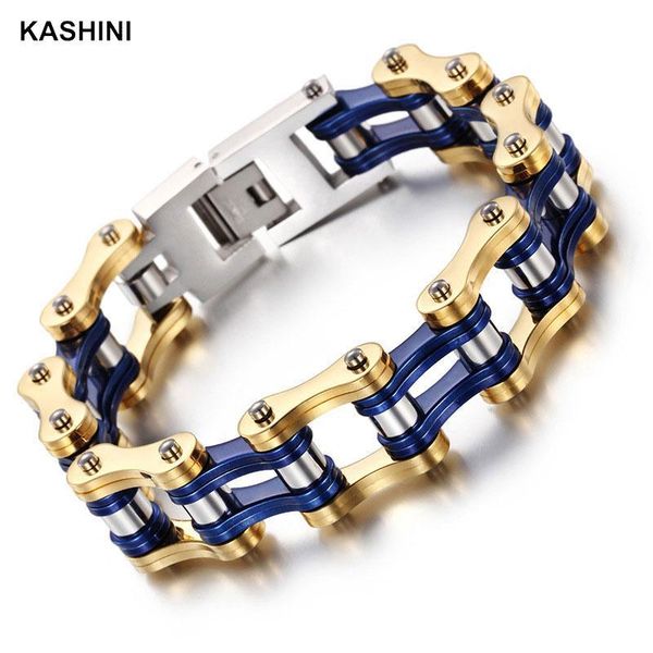 

link, chain men's bracelet couple motorcycle golden bicycle punk stainless steel wholesale, Black
