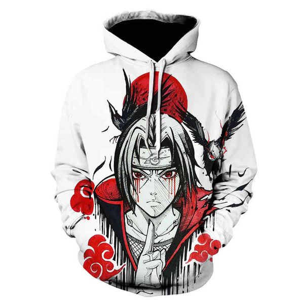 

2021 autumn/winter cartoon sweatshirts harajuku hoodi itachi anime 3d print hoodie one piece casual pullover et sudaderas, Black