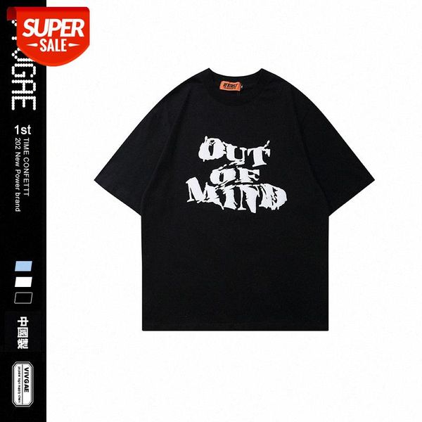 

vivgae loose foaming letter printing couple t-shirt lower body missing men's and women's clothing bf wind oversize #bl5l, White;black
