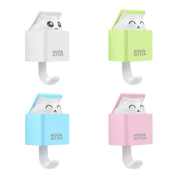 

hooks & rails 1 pcs of creative cute cat fun hook kitchen bathroom wall door key holder rack towel kitten storage hanging children's gi
