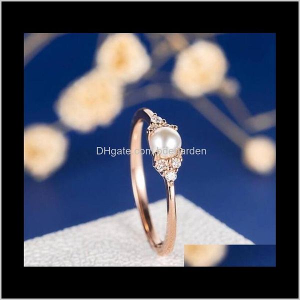 

ring drop delivery 2021 pearl 18k gold plated solitaire rings for women wedding jewelry fashion of 3zbkt, Golden;silver