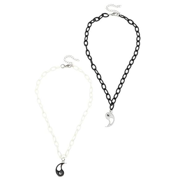 

pendant necklaces 2pcs tai chi style necklace decorative couple lover neck accessories, Silver