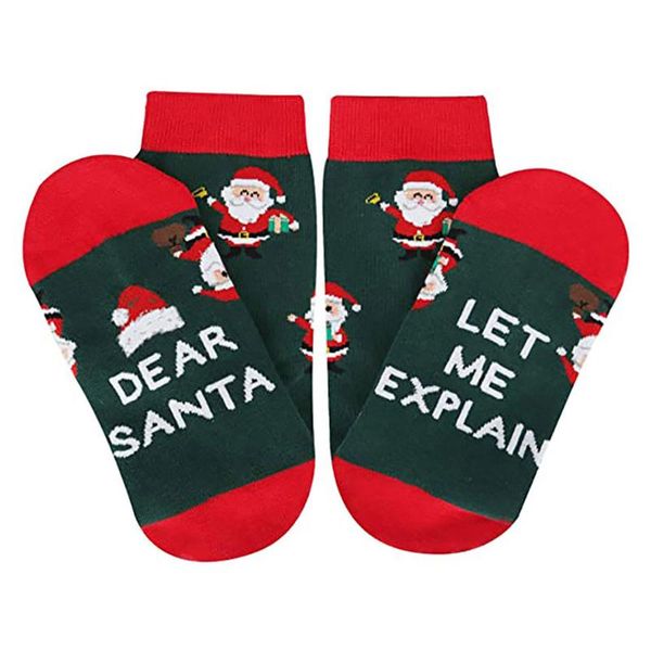 

sports socks 2021 men's christmas santa claus casual letters print socking xmas ed889, Black