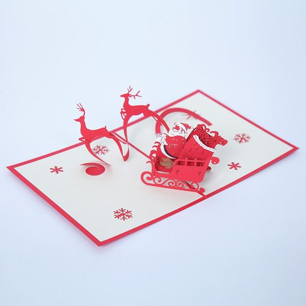 

greeting cards creative off christmas card 3d handmade paper sculptures custom birthday gift flying sleigh