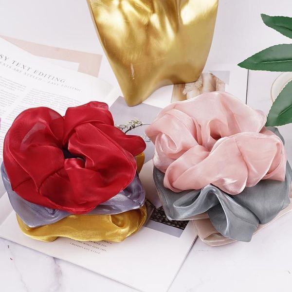 

solid color organza large intestine hairband rope 2021 size scrunchies hair summer transparent accessories lace spring cand f7a11