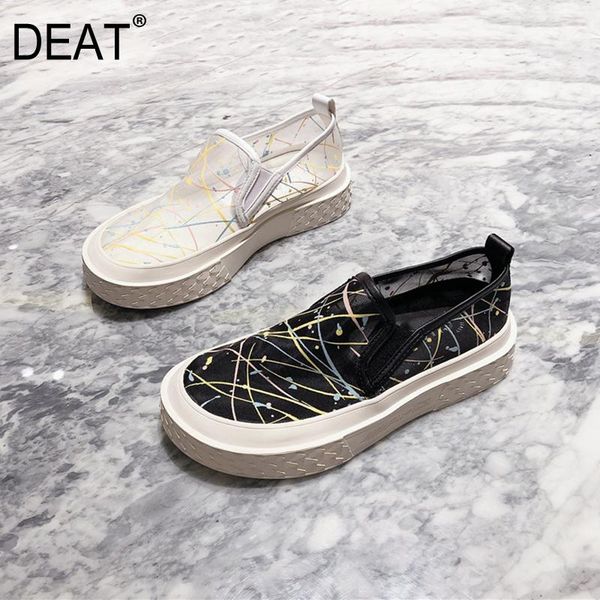 

dress shoes [deat] 2021 round toe deep mesh hollow out breathable graffiti single high heels women spring autumn fashion 10i582, Black